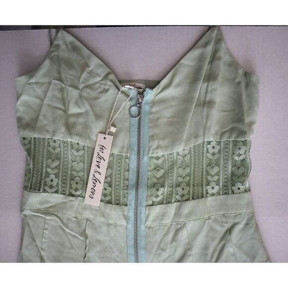 For Love & Lemons Women's Sz M Light Green Lovebird Lace Midi Dress - Picture 5 of 13